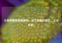 王者荣耀肉英雄推荐，这几款能扛能打，上分必备！