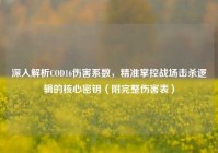 深入解析COD16伤害系数，精准掌控战场击杀逻辑的核心密钥（附完整伤害表）