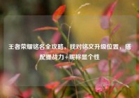 王者荣耀铭名全攻略，找对铭文升级位置，搭配提战力+昵称显个性