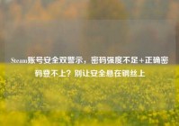 Steam账号安全双警示，密码强度不足+正确密码登不上？别让安全悬在钢丝上