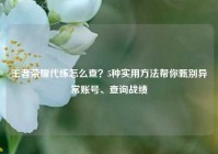 王者荣耀代练怎么查？5种实用方法帮你甄别异常账号、查询战绩