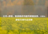 公平vs体验，取消观战功能的艰难抉择，COD16静音关闭方法详解