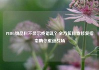 PUBG物品栏不显示或错乱？全方位排查修复指南助你重返战场
