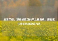 王者荣耀，那些被记住的不止是游戏，还有记住我的选择取消方法