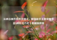 从峡谷操作到市井烟火，解锁快手王者荣耀作品N种打开方式｜附删除教程