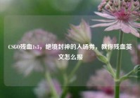 CSGO残血1v3，绝境封神的入场券，教你残血英文怎么报