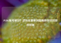 PUBG账号被封？这份完整解封指南教你找回游戏权限