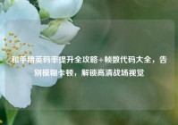 和平精英码率提升全攻略+帧数代码大全，告别模糊卡顿，解锁高清战场视觉