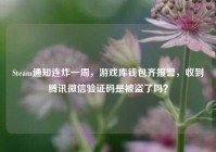 Steam通知连炸一周，游戏库钱包齐报警，收到腾讯微信验证码是被盗了吗？