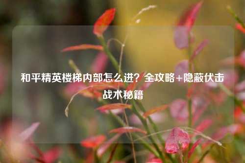 和平精英楼梯内部怎么进？全攻略+隐蔽伏击战术秘籍