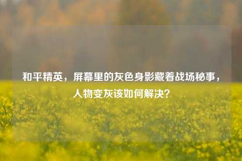 和平精英，屏幕里的灰色身影藏着战场秘事，人物变灰该如何解决？