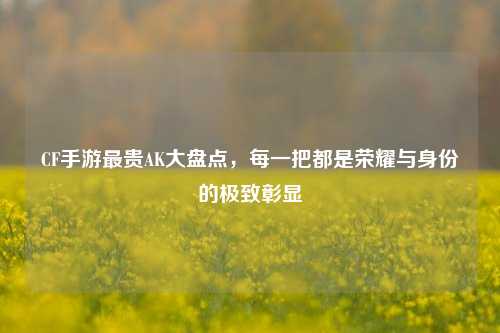 CF手游最贵AK大盘点，每一把都是荣耀与身份的极致彰显