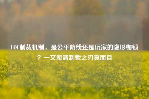 LOL制裁机制，是公平防线还是玩家的隐形枷锁？一文厘清制裁之刃真面目
