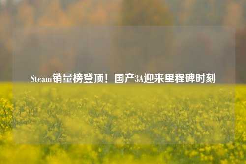 Steam销量榜登顶！国产3A迎来里程碑时刻