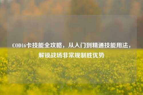 COD16卡技能全攻略，从入门到精通技能用法，解锁战场非常规制胜优势