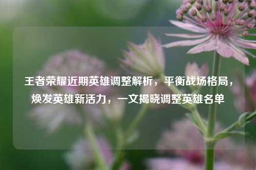 王者荣耀近期英雄调整解析,平衡战场格局,焕发英雄新活力,一文揭晓调整英雄名单