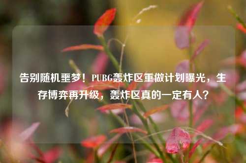 告别随机噩梦!PUBG轰炸区重做计划曝光,生存博弈再升级,轰炸区真的一定有人?