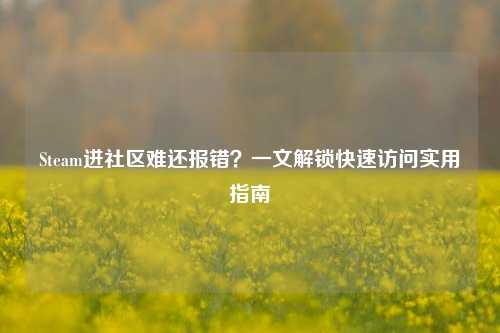Steam进社区难还报错?一文解锁快速访问实用指南