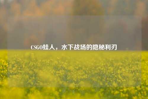 CSGO蛙人,水下战场的隐秘利刃