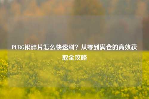 PUBG银碎片怎么快速刷?从零到满仓的高效获取全攻略