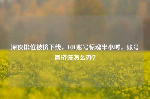 深夜排位被挤下线,LOL账号惊魂半小时,账号遭挤该怎么办?