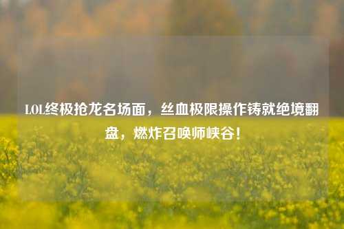 LOL终极抢龙名场面，丝血极限操作铸就绝境翻盘，燃炸召唤师峡谷！