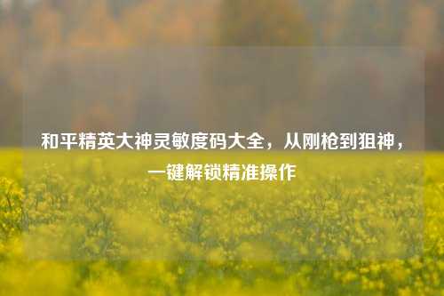 和平精英大神灵敏度码大全,从刚枪到狙神,一键解锁精准操作