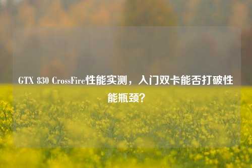 GTX 830 CrossFire性能实测，入门双卡能否打破性能瓶颈？