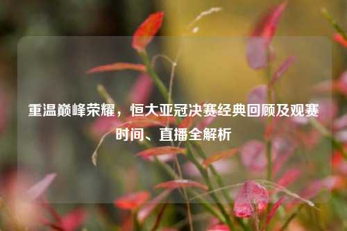 重温巅峰荣耀,恒大亚冠决赛经典回顾及观赛时间、直播全解析