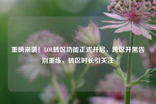 重磅来袭!LOL转区功能正式开启,跨区开黑告别重练,转区时长引关注