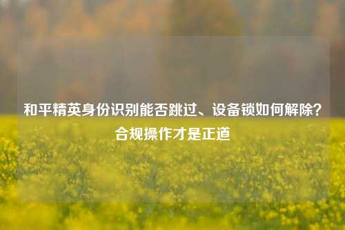 和平精英身份识别能否跳过、设备锁如何解除?合规操作才是正道