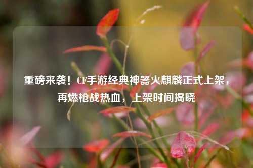 重磅来袭!CF手游经典神器火麒麟正式上架,再燃枪战热血,上架时间揭晓