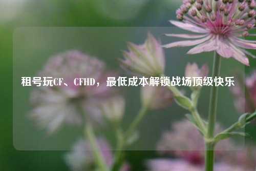 租号玩CF、CFHD,最低成本解锁战场顶级快乐