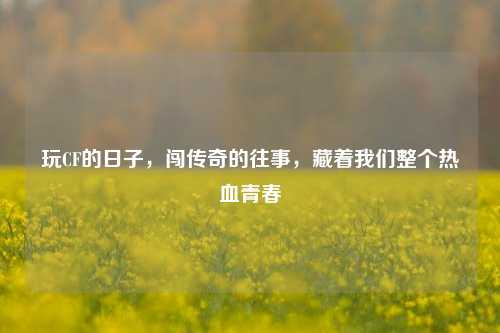 玩CF的日子，闯传奇的往事，藏着我们整个热血青春