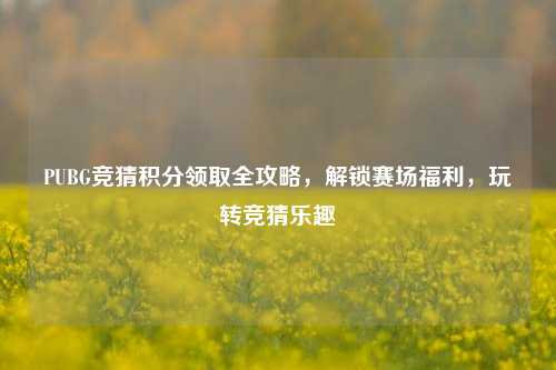 PUBG竞猜积分领取全攻略，解锁赛场福利，玩转竞猜乐趣