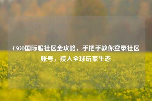 CSGO国际服社区全攻略,手把手教你登录社区账号,接入全球玩家生态