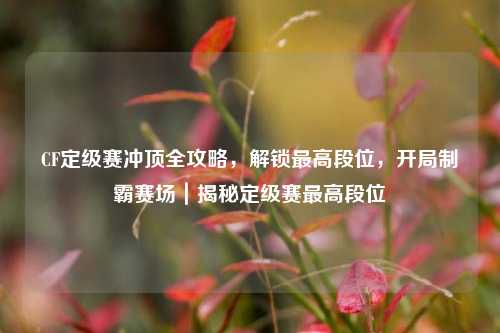 CF定级赛冲顶全攻略,解锁最高段位,开局制霸赛场|揭秘定级赛最高段位