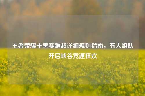 王者荣耀十黑赛跑超详细规则指南,五人组队开启峡谷竞速狂欢