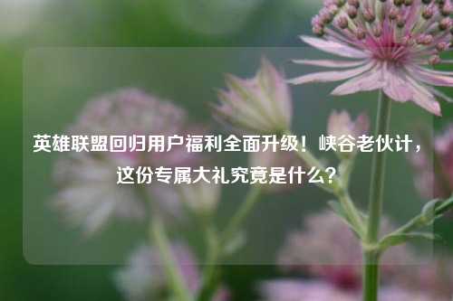 英雄联盟回归用户福利全面升级!峡谷老伙计,这份专属大礼究竟是什么?