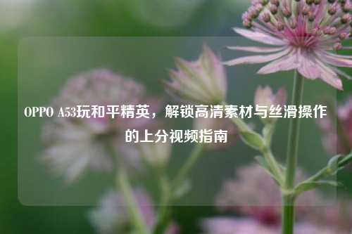 OPPO A53玩和平精英,解锁高清素材与丝滑操作的上分视频指南