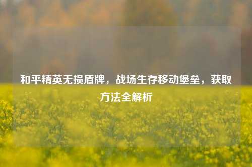 和平精英无损盾牌,战场生存移动堡垒,获取方法全解析