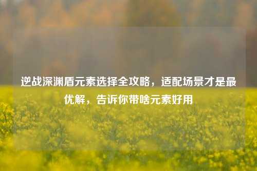 逆战深渊盾元素选择全攻略，适配场景才是最优解，告诉你带啥元素好用