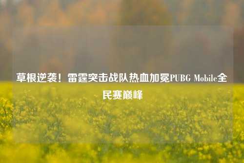 草根逆袭!雷霆突击战队热血加冕PUBG Mobile全民赛巅峰