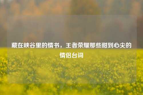 藏在峡谷里的情书,王者荣耀那些甜到心尖的情侣台词