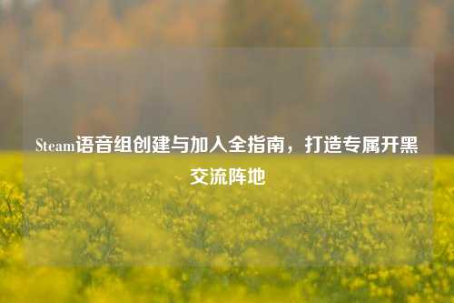 Steam语音组创建与加入全指南,打造专属开黑交流阵地