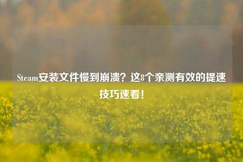 Steam安装文件慢到崩溃?这8个亲测有效的提速技巧速看!