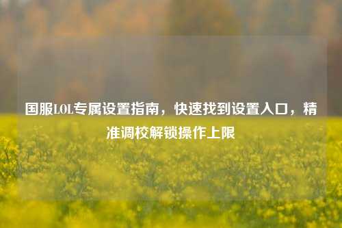 国服LOL专属设置指南,快速找到设置入口,精准调校解锁操作上限