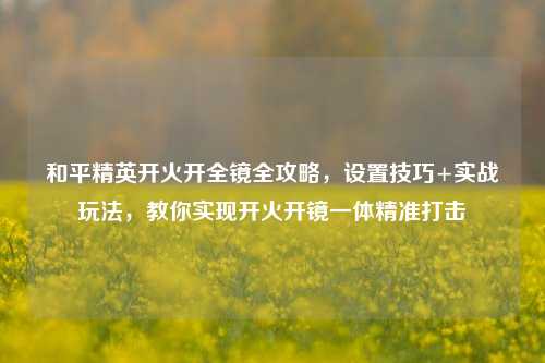和平精英开火开全镜全攻略,设置技巧+实战玩法,教你实现开火开镜一体精准打击