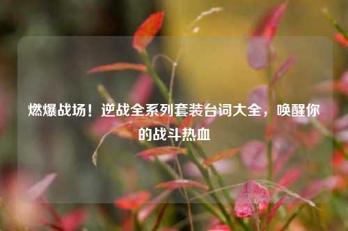 燃爆战场!逆战全系列套装台词大全,唤醒你的战斗热血