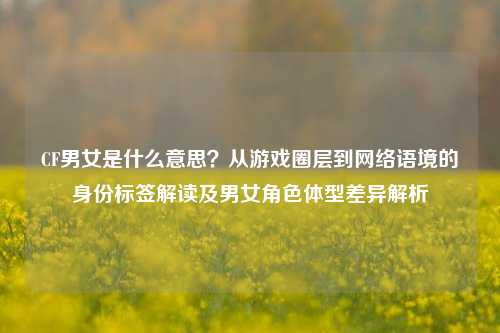 CF男女是什么意思?从游戏圈层到网络语境的身份标签解读及男女角色体型差异解析
